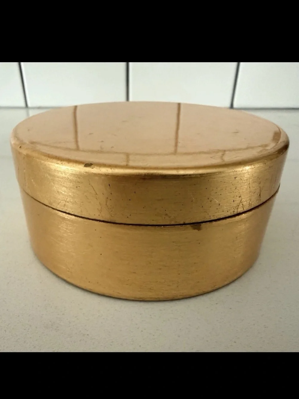 Pier 1 Imports VTG Lacquer Coaster Set 6 w/ Holder Gold Foil Discontinued